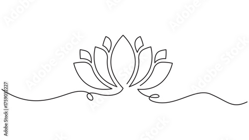 Elegant and minimalist continuous line drawing of a lotus flower design