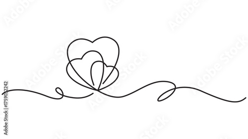 Minimalist hearts continuous line art illustration for valentine's and wedding design