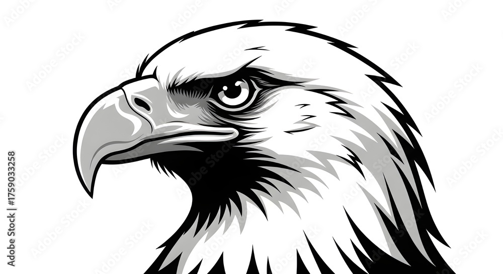 Obraz premium Powerful eagle head profile illustration conveying strength, freedom, and fierce determination perfect for branding and sports logos