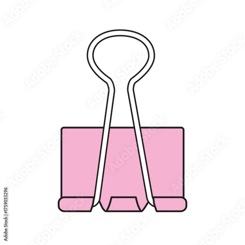 Pink binder clip illustration isolated vector
