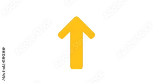 Yellow arrow pointing upwards on white background for direction guidance