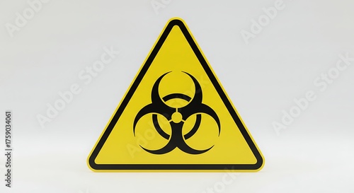 Yellow biohazard warning sign isolated on white background for safety