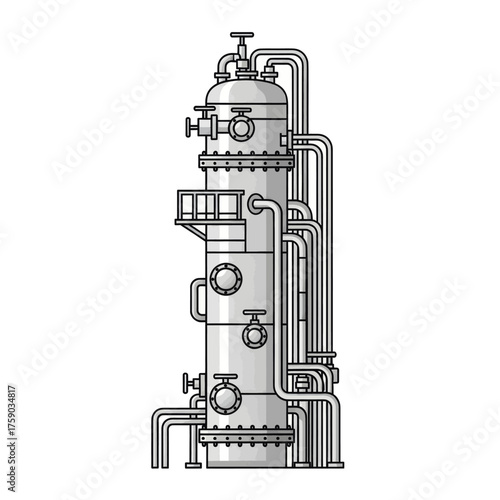 Industrial distillation column for chemical processing and separation 