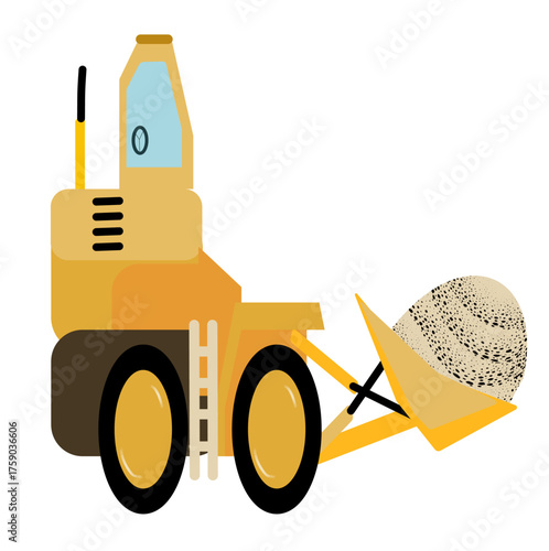 yellow bulldozer excavator with materials