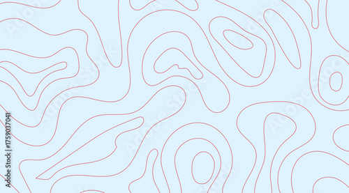 A light blue background is overlaid with a repeating pattern of abstract, undulating lines in a deep red hue, creating a modern, minimalist, and visually appealing aesthetic