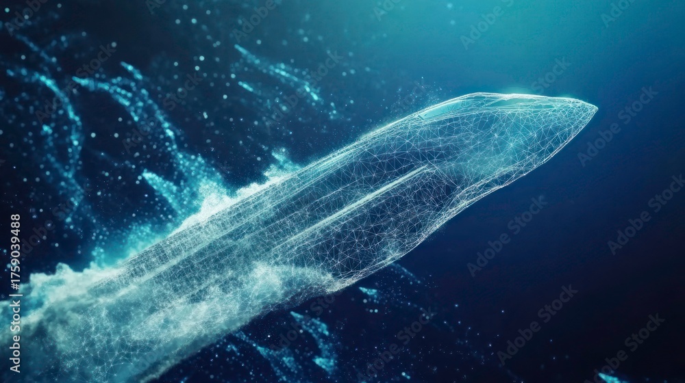 Naklejka premium Futuristic jet underwater