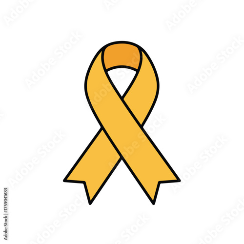 Gold childhood cancer awareness ribbon suitable for charity events, social media posts, brochures, posters, flyers, and fundraising campaigns.