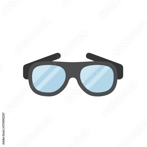 Pair of black framed eyeglasses with blue tinted lenses. Perfect for marketing eyewear products, optometrist services, and fashion editorials.