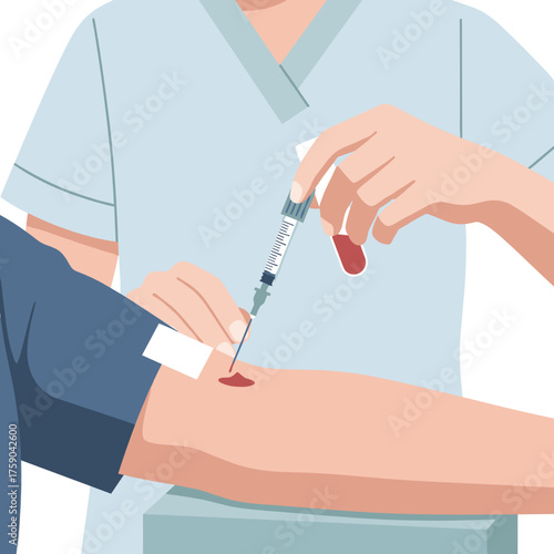 Blood sample being taken vector illustration for healthcare poster, medical brochure and laboratory design