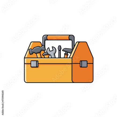 Toolbox with hammers, wrenches, suitable for construction, diy, repair concepts. Versatile tools for handyman, carpentry, home improvement projects.