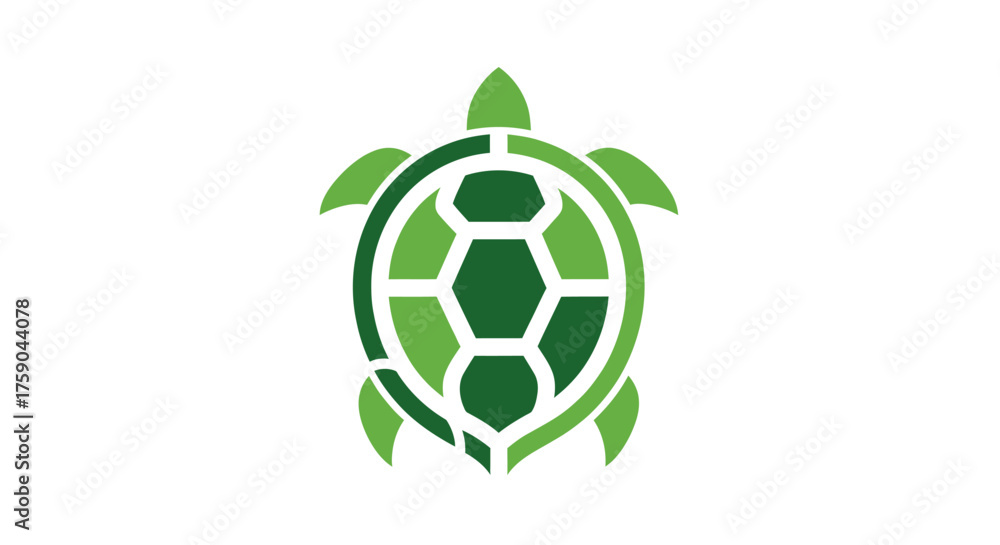 Fototapeta premium Stylized green turtle with geometric shell