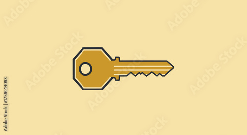 Simple gold key icon on a soft yellow background