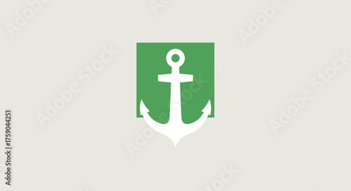 White anchor over green square