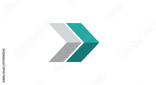 Two arrows point right, offset. One gray, one teal. Clean, modern