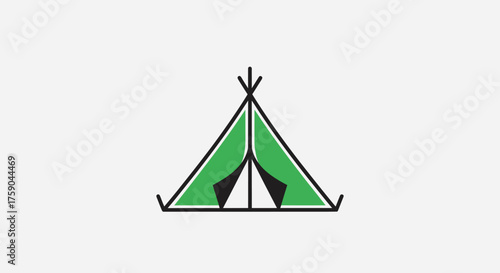 Minimalist, green tent icon