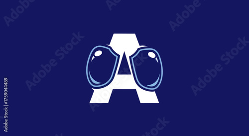 Blue,white graphic stylized 'A' with droplet accents