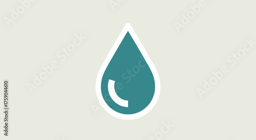 Aqua tear drop graphic with white outline and interior gloss mark