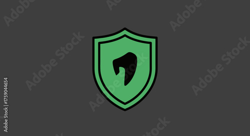 Green shield with black shape