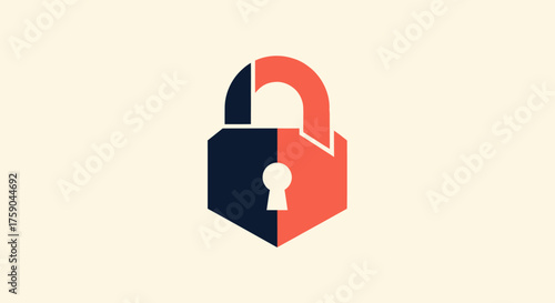 Unlocked bicolor stylized padlock