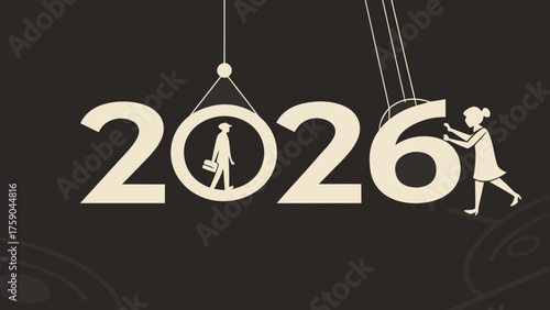 Business person navigating towards the year 2026