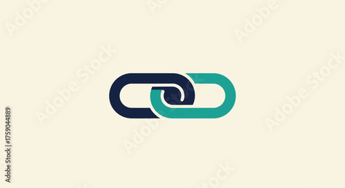 Interlocked chain of two oblong links on a pale background