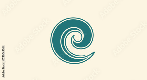 Cyan wave symbol on cream