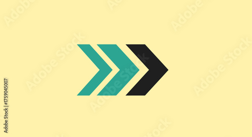 Three rightward chevron arrows