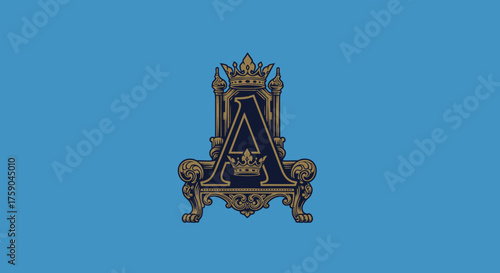 Ornate "A" on throne