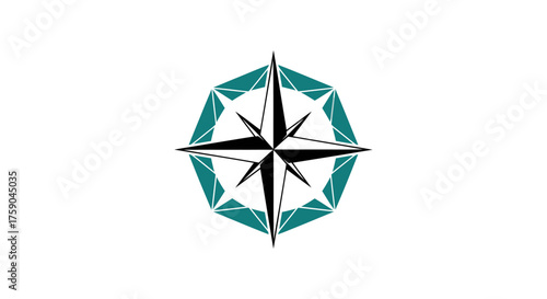 Star enclosed by teal triangles