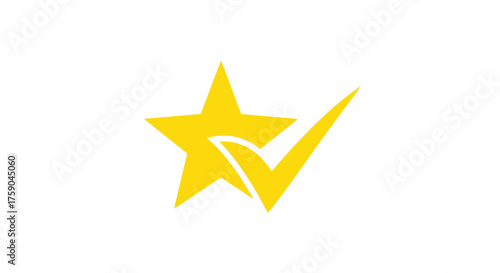 Yellow star icon overlaid with a checkmark on a white background