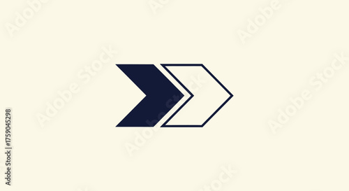 Two right-pointing arrows, one filled, one outlined