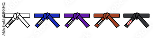 bjj belt icon. Jiu Jitsu belt icons