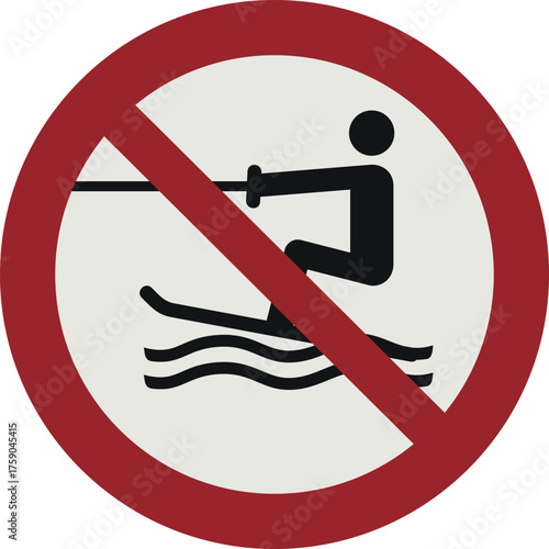 Simbolo di divieto di attività acquatiche a traino , simbolo P058
