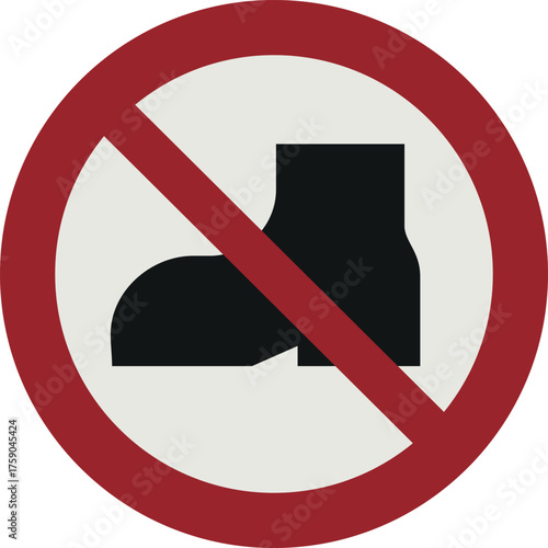 Simbolo di divieto di indossare calzature da esterno, simbolo P060