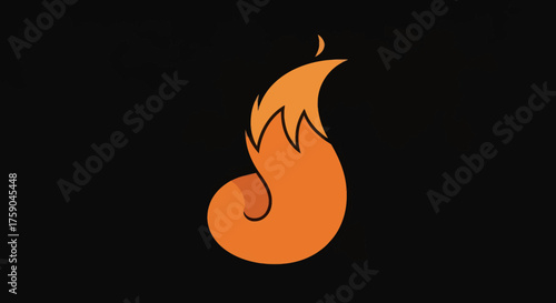 Orange, cartoon fox tail with black outline