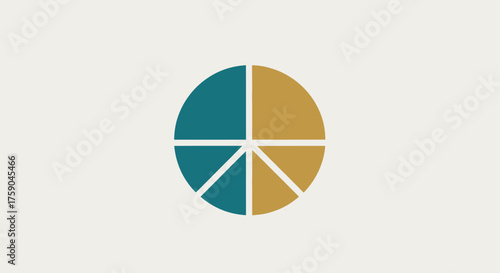 Segmented circle, teal and gold