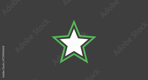 Green-edged white star on gray