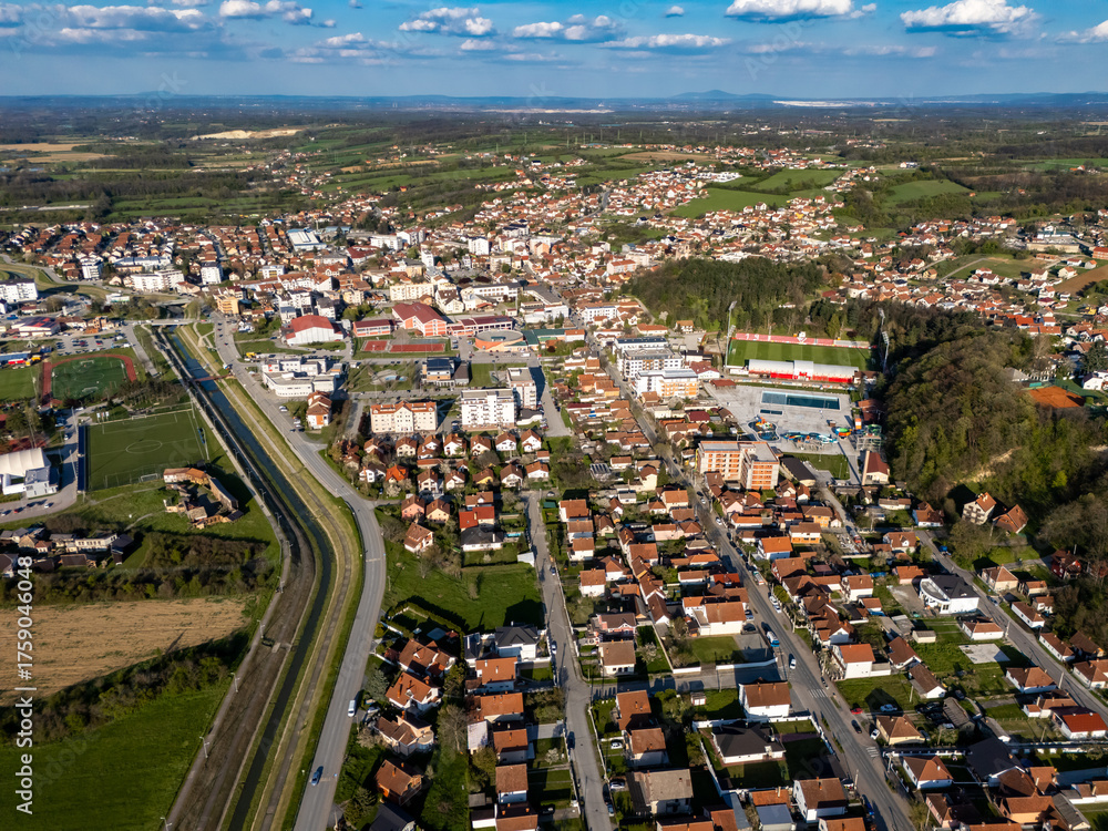 Fototapeta premium Aerial view of Ub town, Serbia