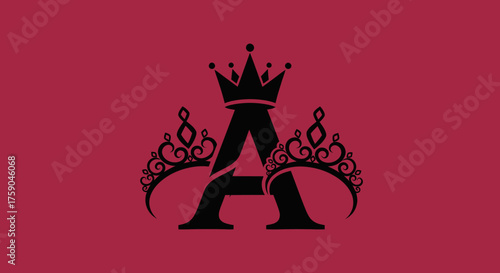 Black A with crown/ornaments on maroon