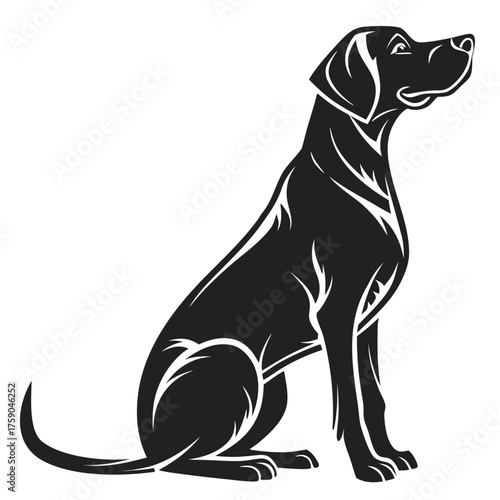 Black silhouette of a sitting labrador retriever dog