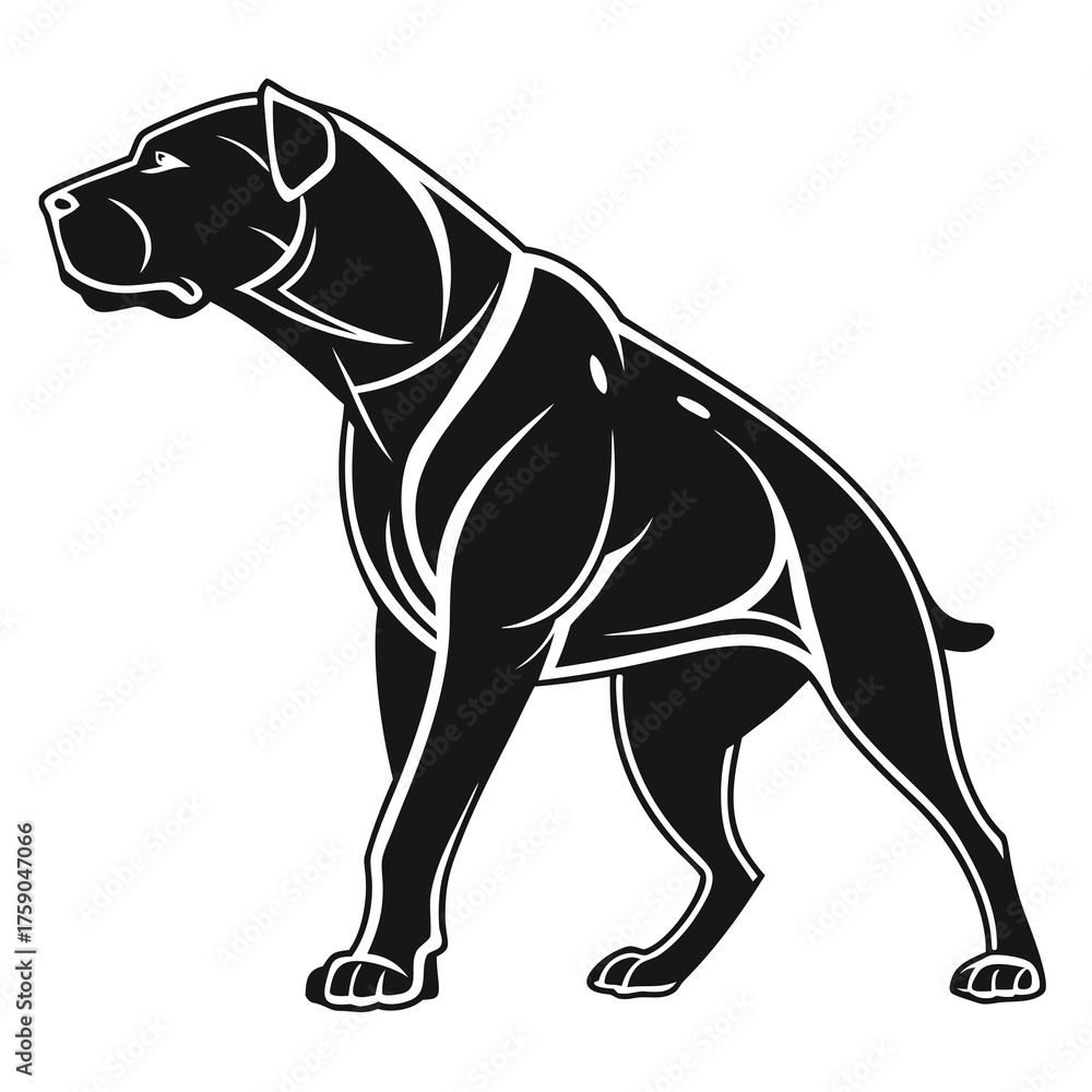 Fototapeta premium Stylized black dog silhouette with white outline