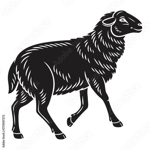 Black silhouette of a sheep in profile