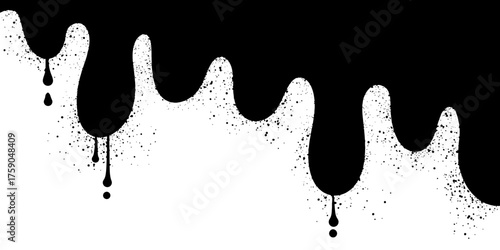 Black graffiti spray paint splattered and dripping glaze