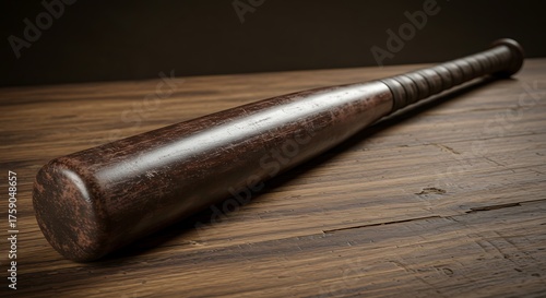 Wallpaper Mural Wooden baseball bat on a table sports equipment with textured surface Torontodigital.ca