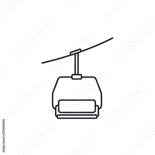 Ski lift illustration in minimalist style with simple lines  