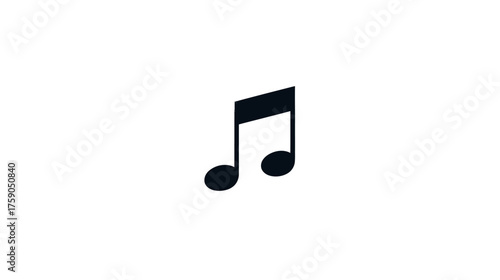 Black Musical Eighth Note (Quaver) Icon Isolated on White Background. Symbol of Music, Melody, Rhythm, Sound, and Audio