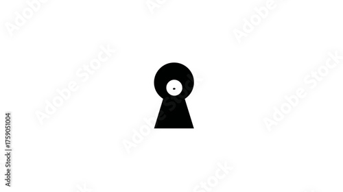 Minimalist black keyhole icon on white background, symbolizing security, privacy, access, secret, solution, and mystery.