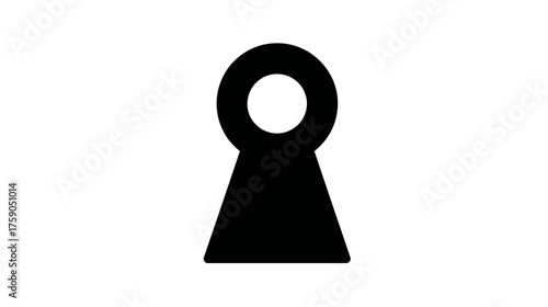Black keyhole silhouette on clean white background, representing security, privacy, secret, access, and unlocking concepts
