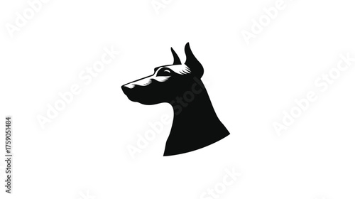 Striking black and white dog head silhouette. Elegant, minimalist canine profile vector graphic on a clean white background.