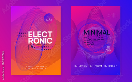 Fest Banner. Discotheque Poster. Nightclub Beat Illustration. Green Night Club Background. Music Trance Graphic. Pink Dance Flyer. Festival Invite. Blue Fest Banner